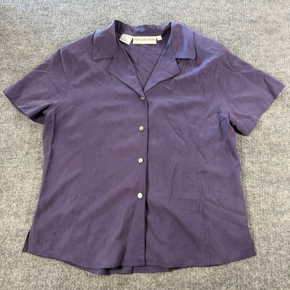 Vintage 90s JH Collectibles Silk Short Sleeve Blouse Purple Size 16 Whimsigoth
